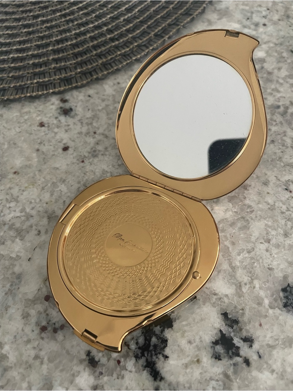 Gold Compact Setting Powder Case with Mirror - Women Makeup